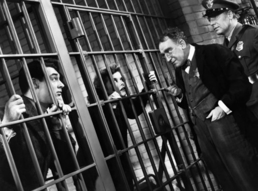 Grant, Hepburn, Catlett and Pat O'Malley in Bringing up Baby