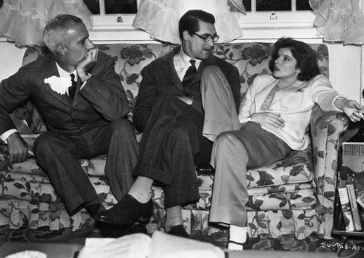 Hawks, Grant and Hepburn on the set of Bringing up Baby