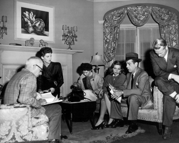 Director and stars on the set of The Big Sleep