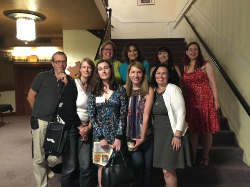 Front row: Marc @TheIntertitler, Shirley @tosilentfilm, Nora @NitrateDiva, Coleen @MiddParent, Kellee @Irishjayhawk66 Second Row: me @CitizenScreen, Annmarie @ClassicMovieHub, Caren @CarenKayF and Beth @msbethg