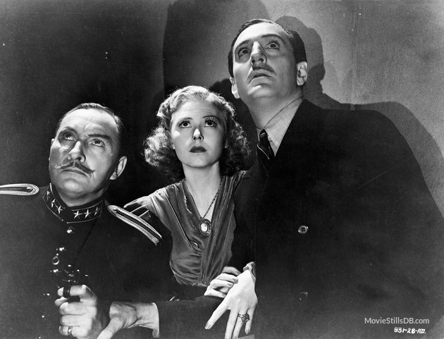 Publicity still of Lionel Atwill, Josephine Hutchinson and Basil Rathbone
