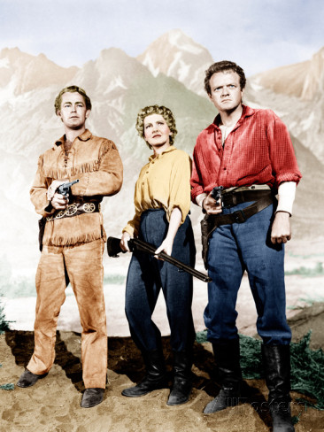 Alan Ladd, Jean and Van Heflin in SHANE