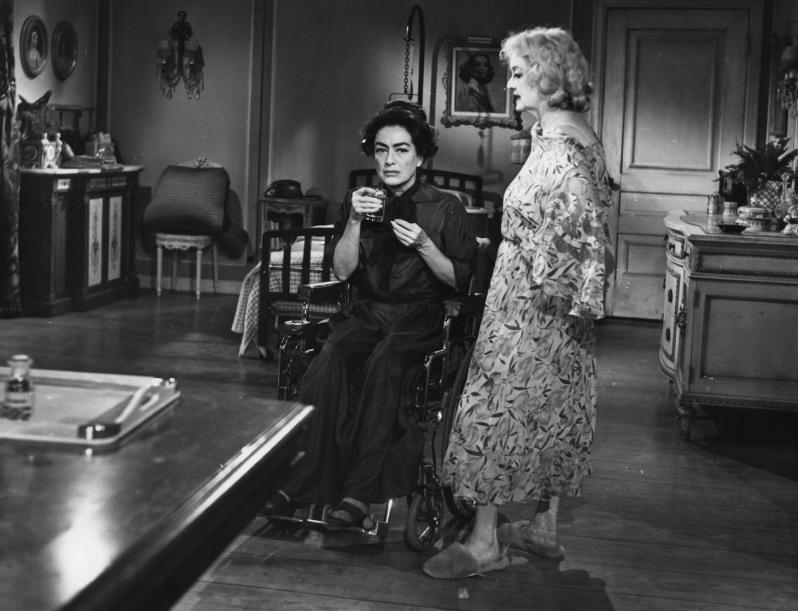 Joan Crawford and Bette Davis as Blanche and Baby Jane Hudson