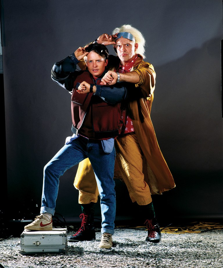 Michael J. Fox and Christopher Lloyd in Back to the Future